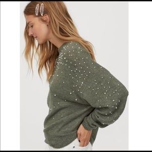 H&M | Green Pearl Sweater